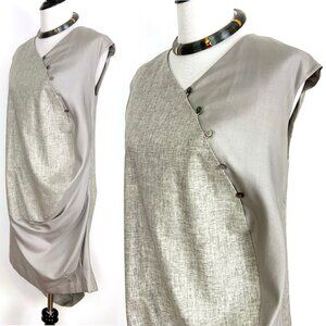 Suhseunghee Korea Art To Wrear Gray Silk/Linen Shift Dress Sz M